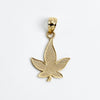14K Yellow Gold 3/4" Cannabis Leaf Charm Pendant