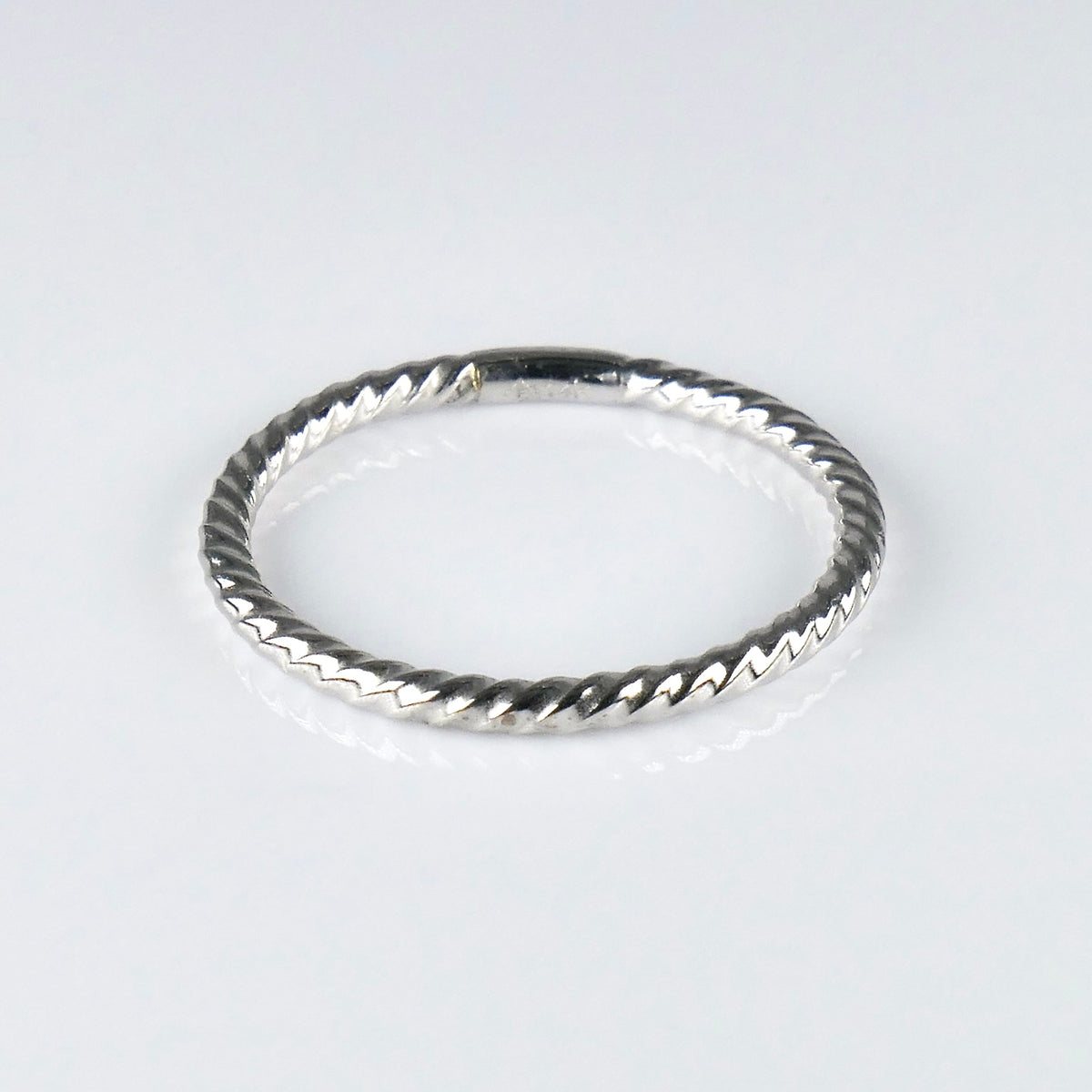 14K White Gold 1.8mm Twisted Cable Stackable Band Ring
