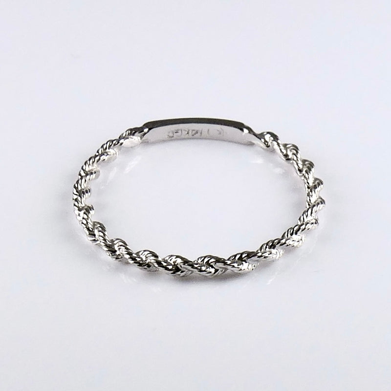 14K White Gold Polished Rope Stackable Band