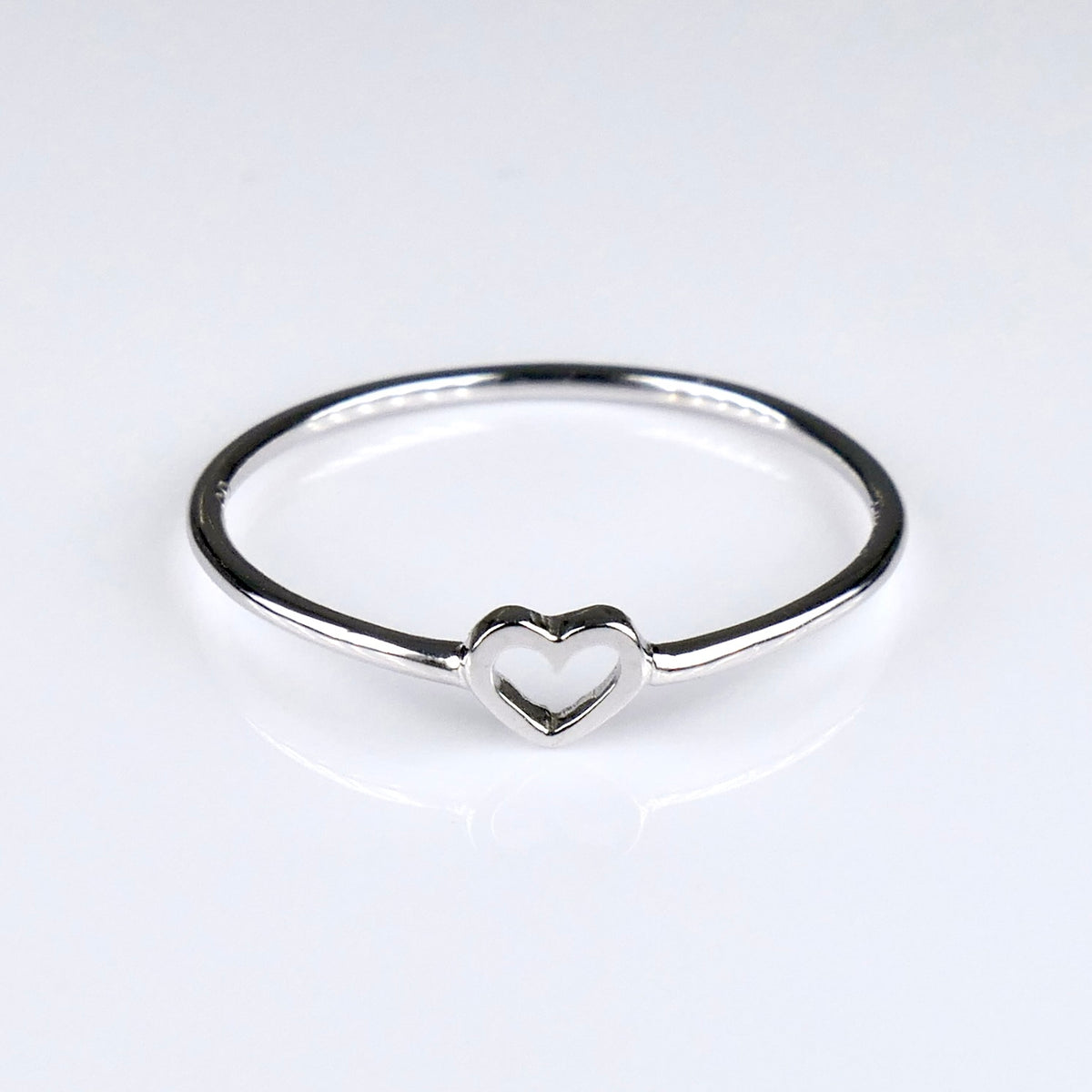 14K White Gold Open Heart Cut Out Ring