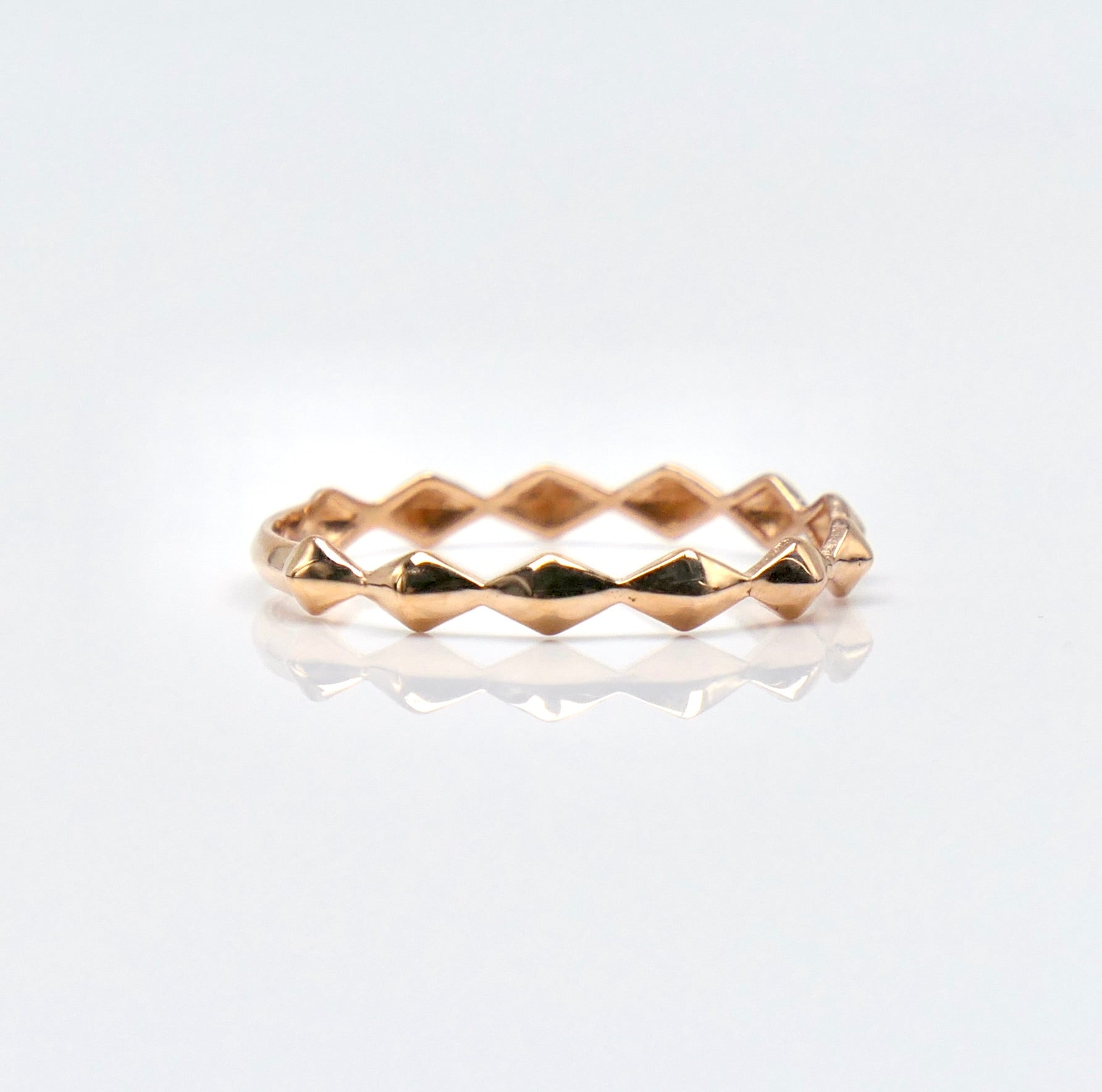14K Rose Gold 2.5mm Diamond Shaped Geometric Stackable Band