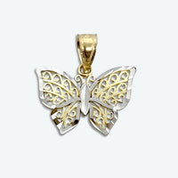 10K Yellow and White Gold 5/8" Butterfly Pendant