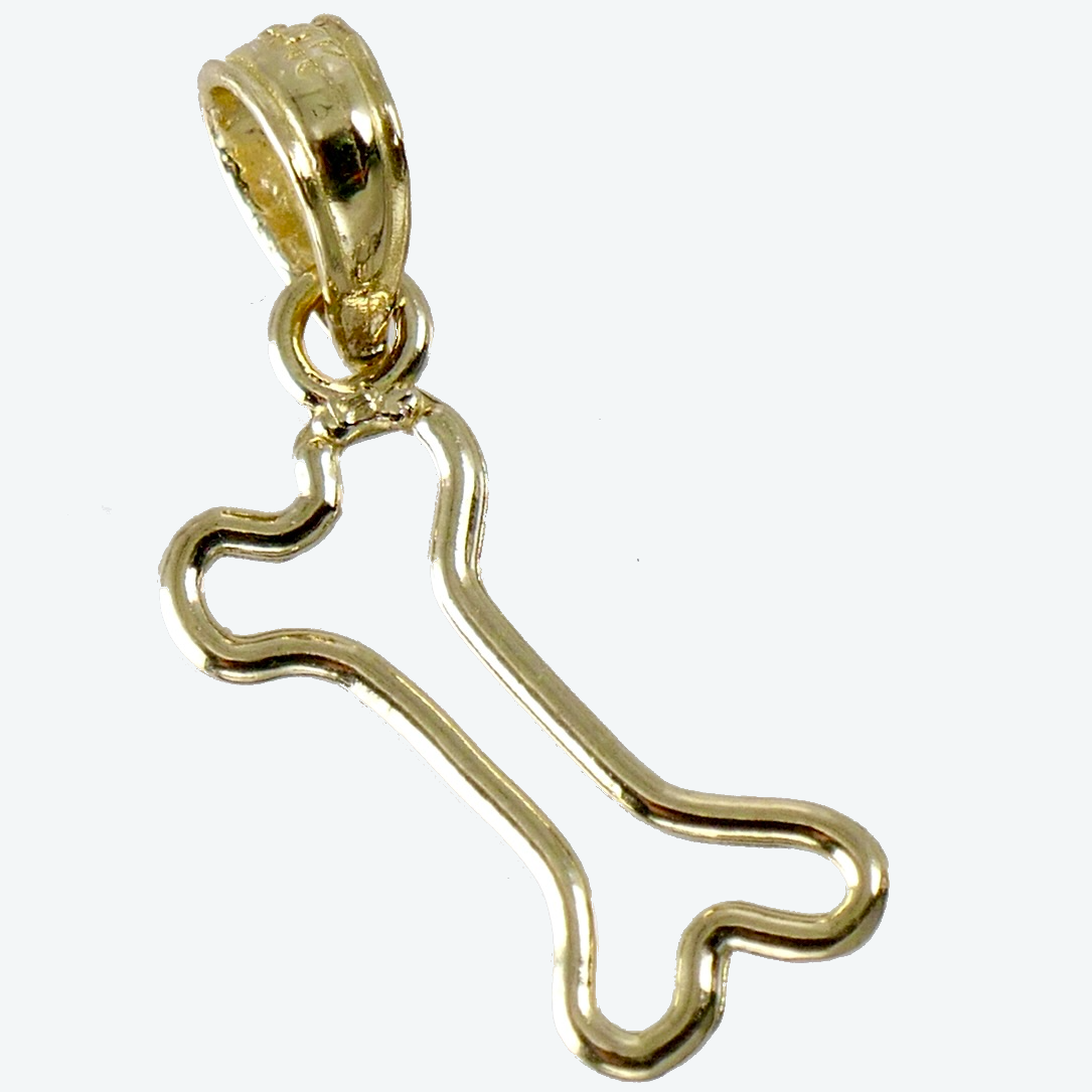 10K Yellow Gold 3/4" Dog Bone Pendant