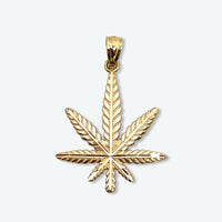 14K Yellow Gold 1.25” Cannabis Pendant
