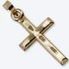 14K Yellow Gold 1” Diamond Cut Cross Pendant w/ 10K Chain