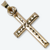 14K Yellow Gold 1” Diamond Pattern Reversible Cross Pendant w/ 10K Chain