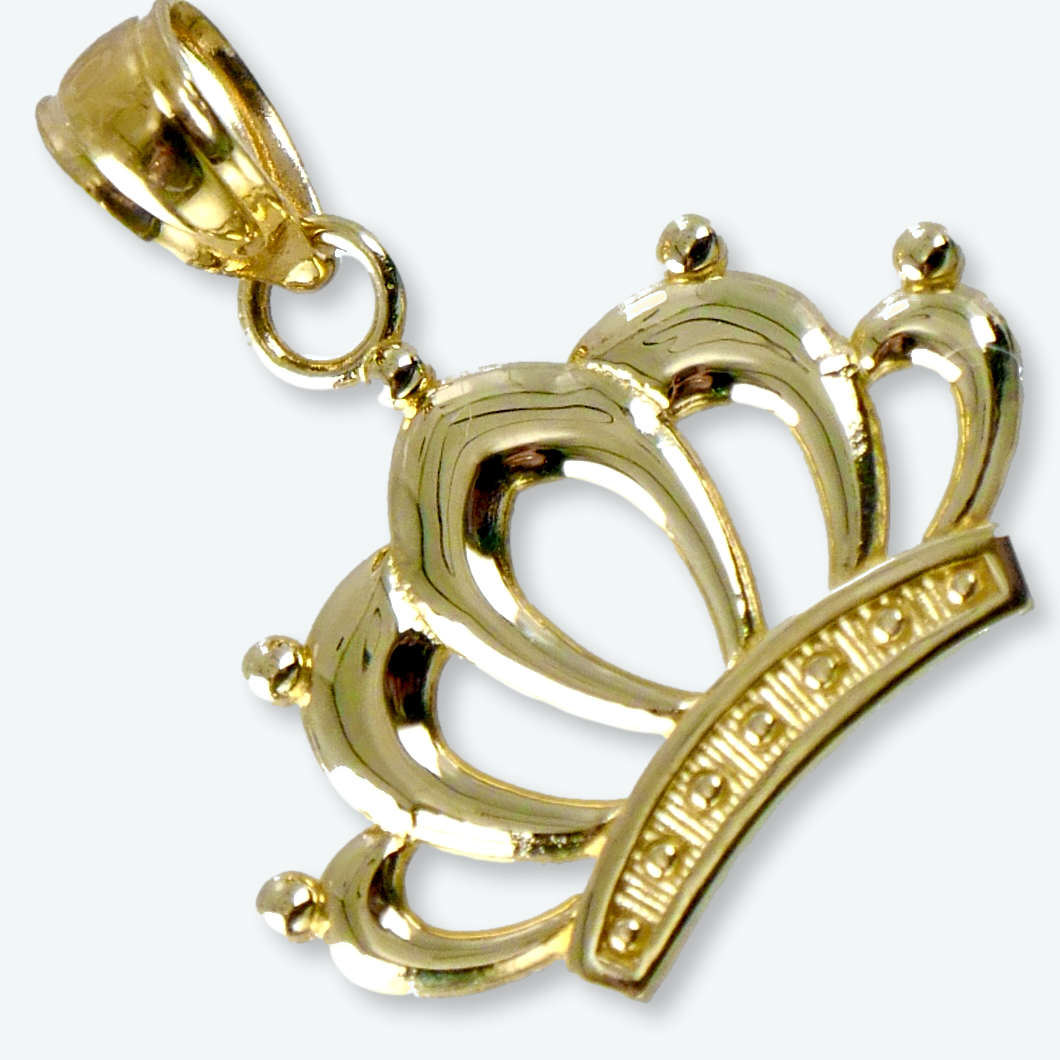 10K Yellow Gold 3/4” Crown Pendant