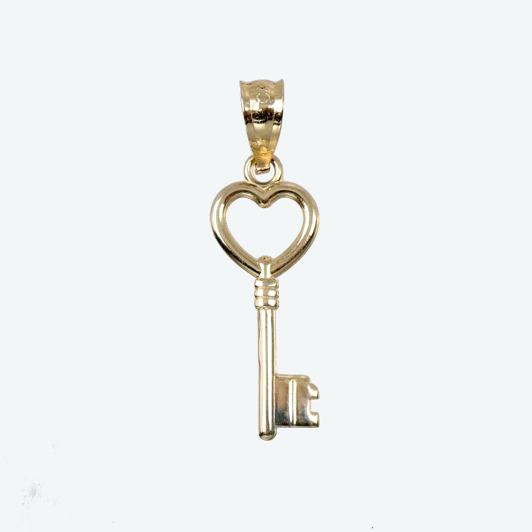 14K Yellow Gold 7/8" Heart Key Pendant