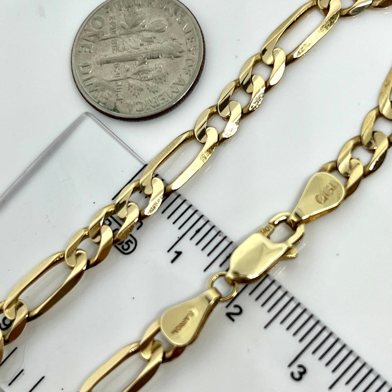 10K Yellow Gold 8” 5.5mm Figaro Bracelet