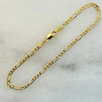 14K Yellow Gold 7” 2.5mm Figaro Bracelet