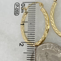 10K Yellow Gold 7/8" Diamond Cut Oval Hoop Earrings