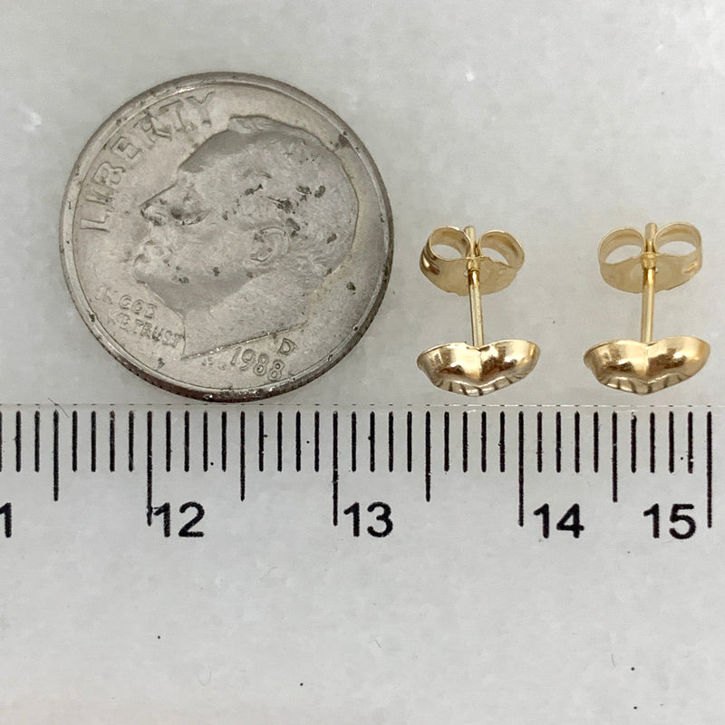 14K Yellow Gold 6mm Puffed Heart Earrings