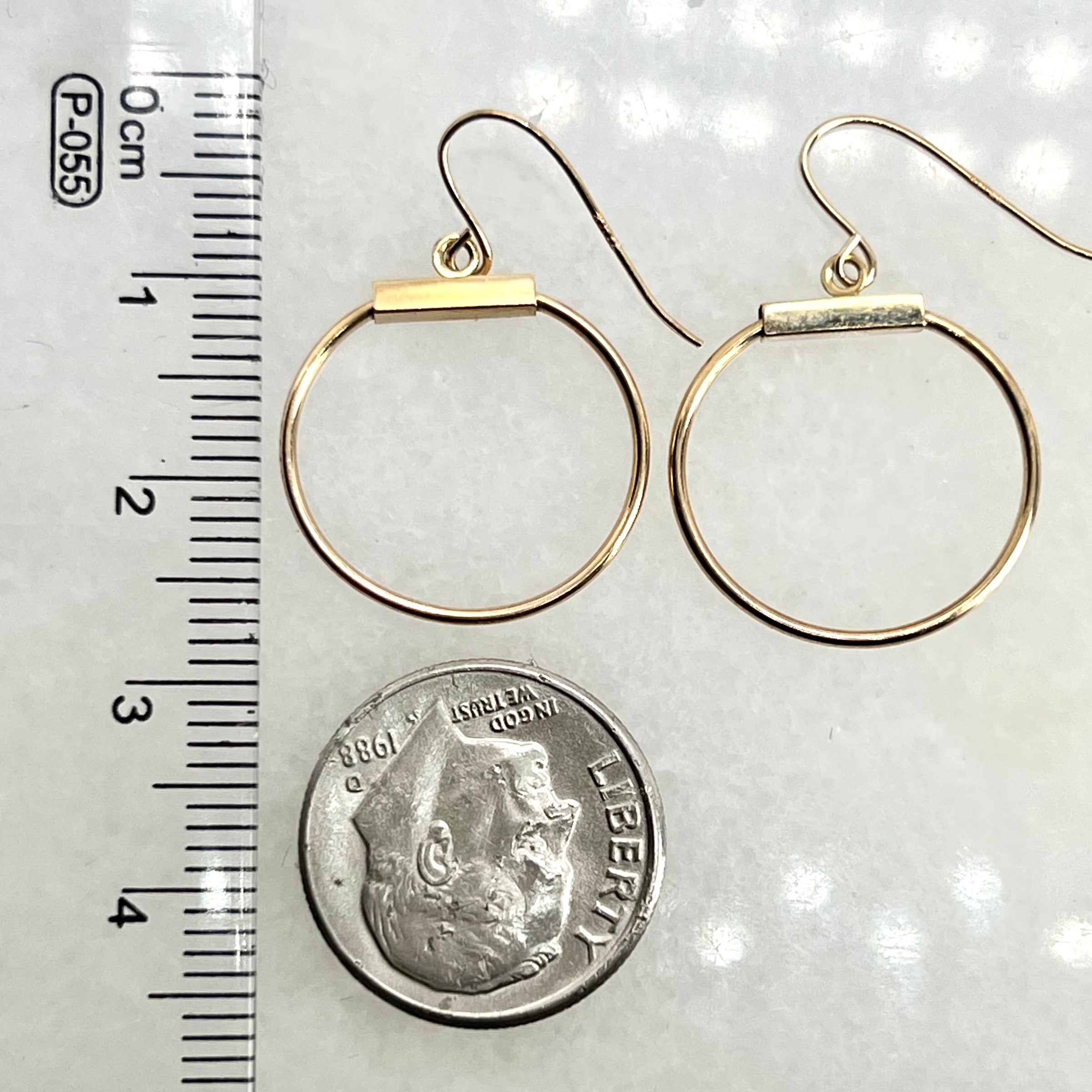 10K Yellow Gold 3/4" Dangle Hoop Earrings
