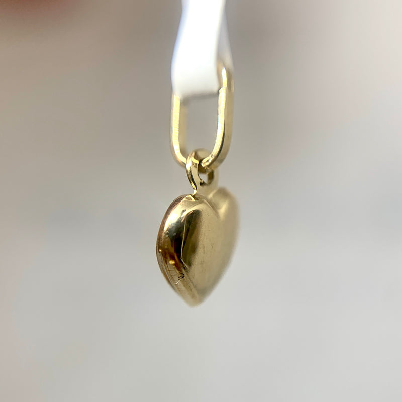 14K Yellow Gold 11mm Small Puffed Heart Charm
