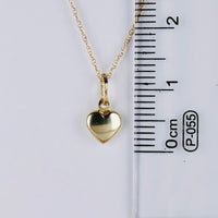 14K Yellow Gold 11mm Small Puffed Heart Charm w/ 10K Chain