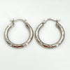 10K White Gold 3/4” Diamond Cut Hoop Earrings