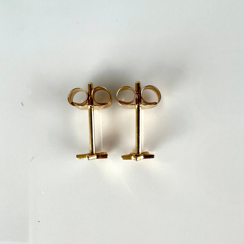 14K Yellow Gold 4mm Tiny Star Earrings