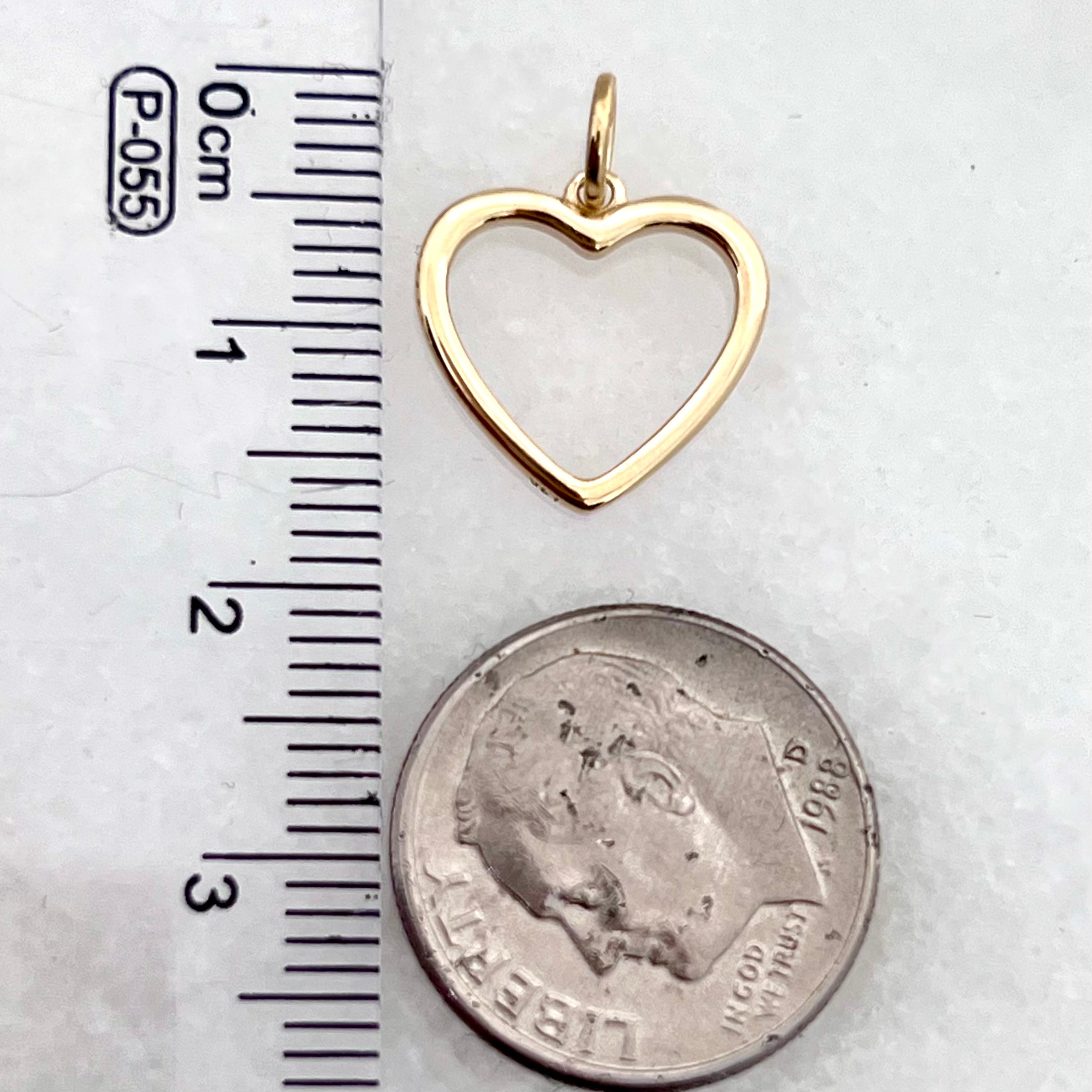 14K Yellow Gold 3/4” Open Heart Pendant