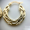 10K Yellow Gold 3/4" Patterned Hollow Hoop Earrings