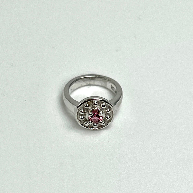 10K White Gold Pink Tourmaline Ring Pendant