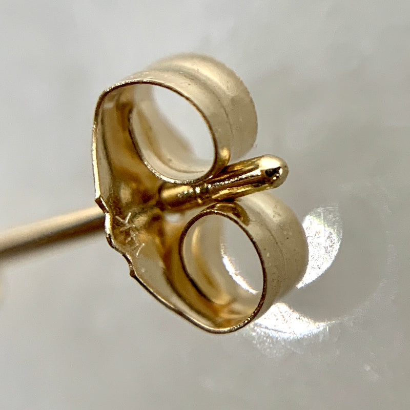 14K Yellow Gold 3mm Tiny Flat Heart Earrings