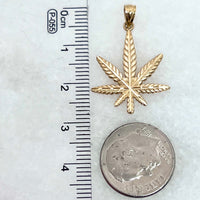 14K Yellow Gold 1.25” Cannabis Pendant