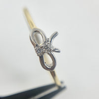 14K Yellow and White Gold Bow Ribbon CZ Ring