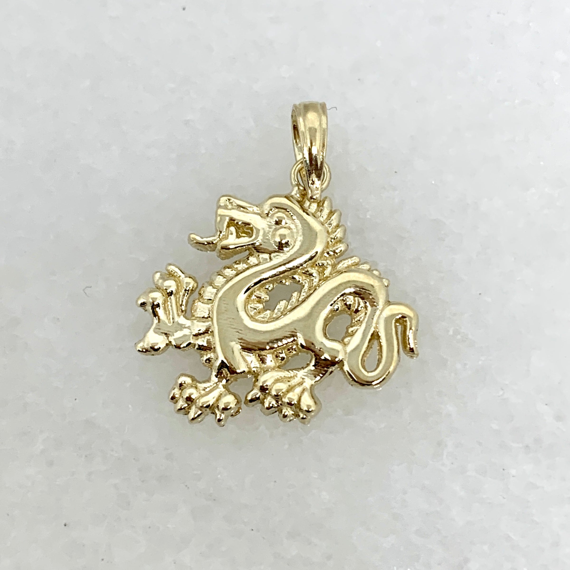 14K Yellow Gold Chinese Dragon Pendant