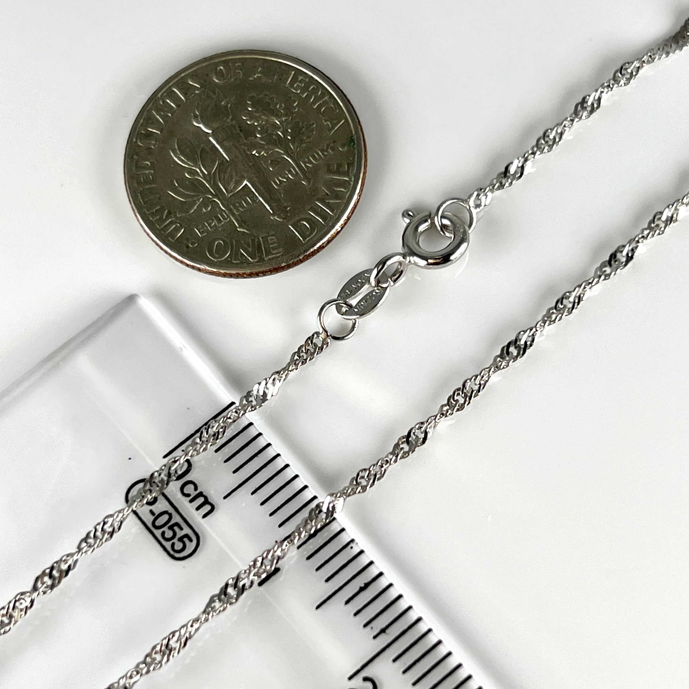 10K White Gold 7” Singapore Link Chain Bracelet