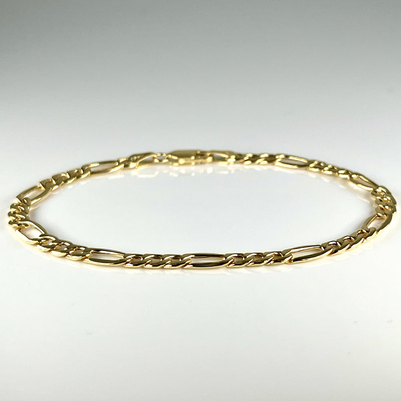 10K Yellow Gold 7” 4.3mm Figaro Chain Bracelet
