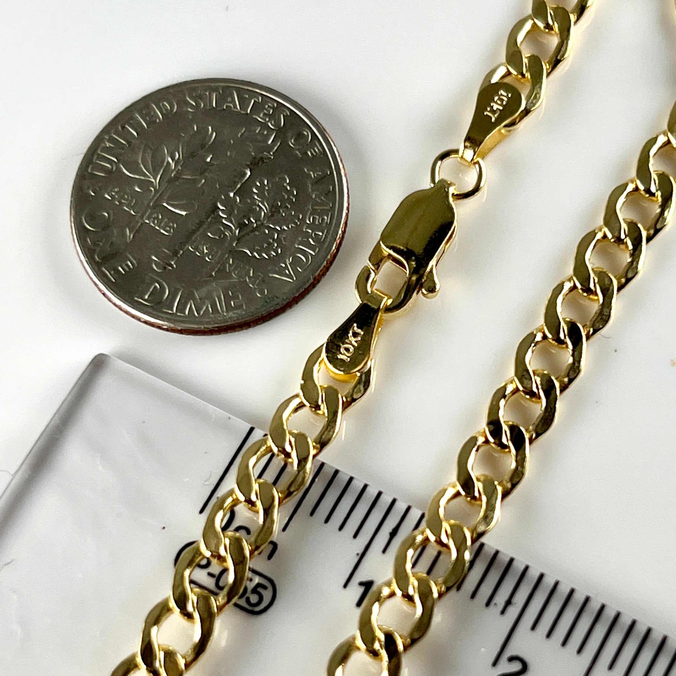 10K Yellow Gold 4.3mm Curb Link 8” Bracelet