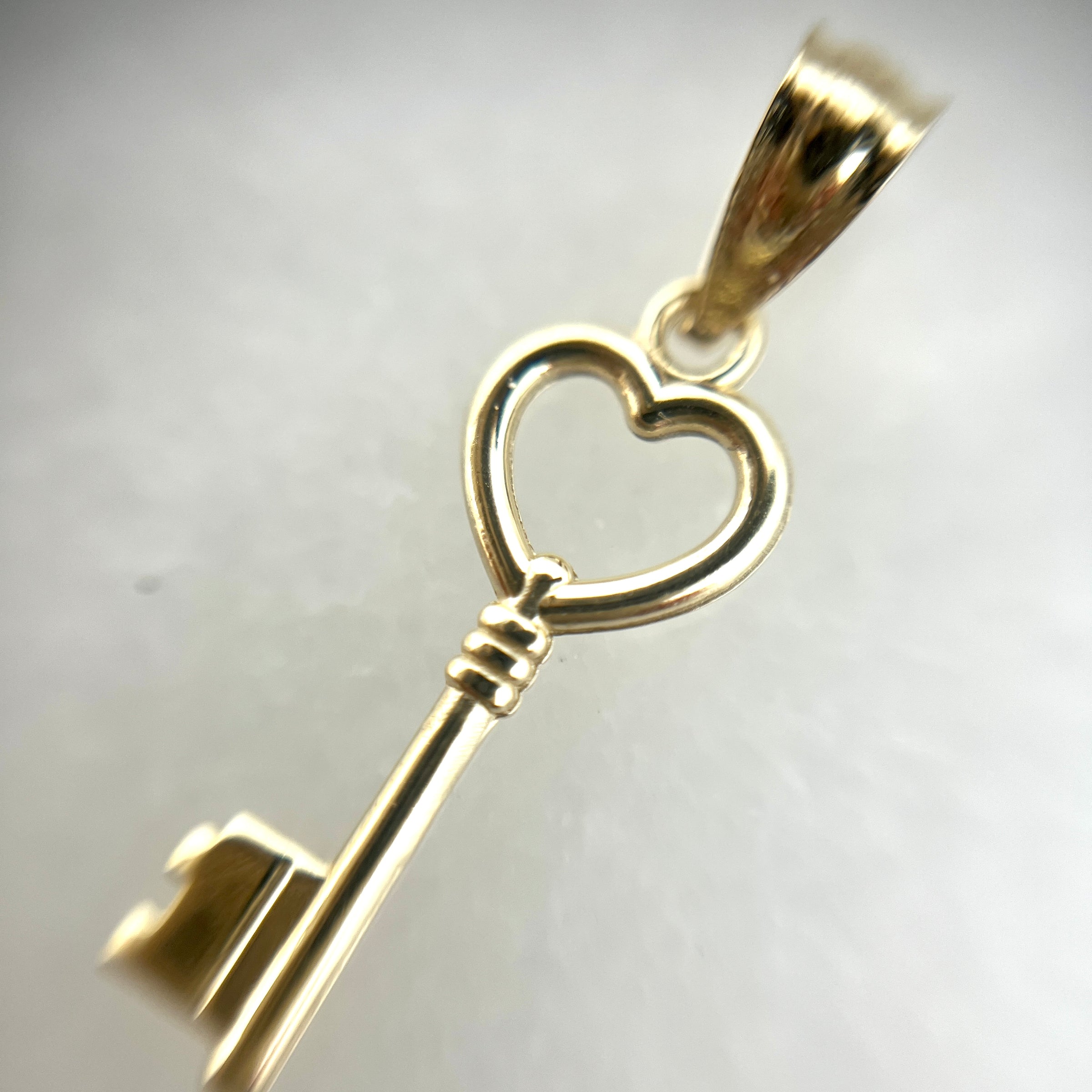 10K Yellow Gold 7/8" Heart Key Pendant