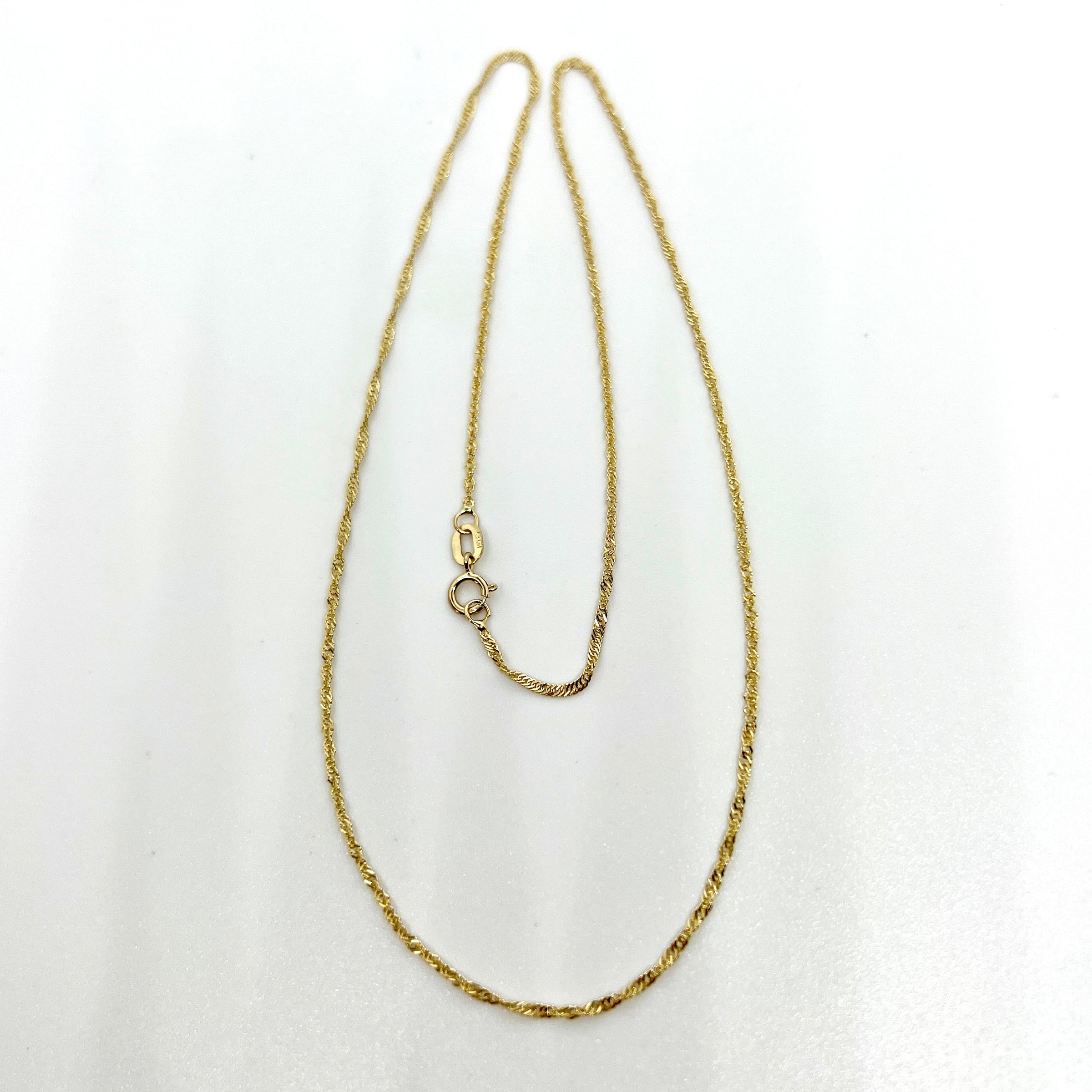 10K Yellow Gold 16” Singapore Twisted Link Chain Necklace