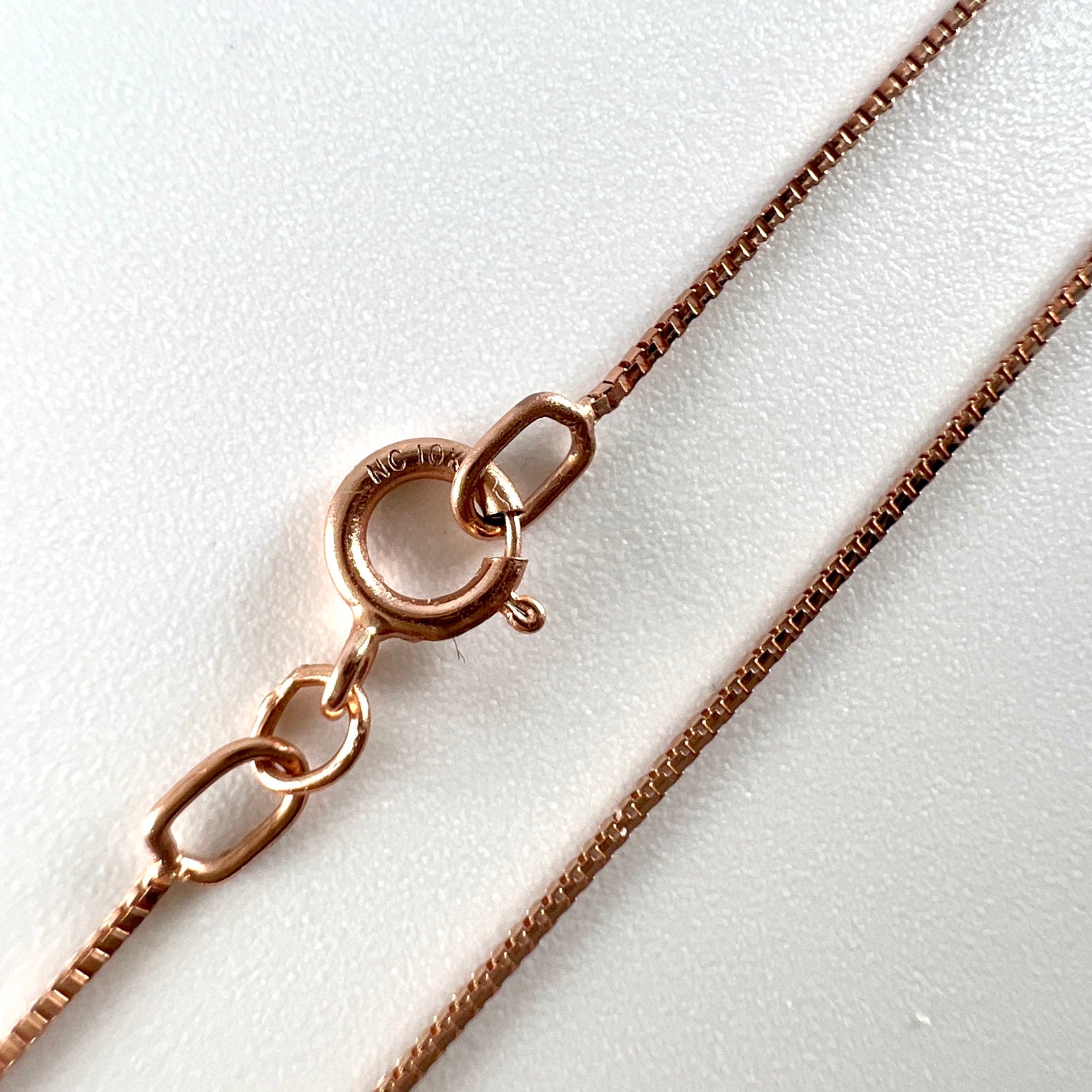 10K Rose Gold 16" Box Link Chain Necklace