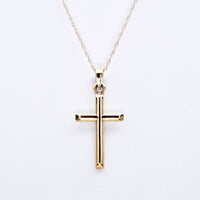 10K Yellow Gold Polished Cross Pendant with 10K Chain