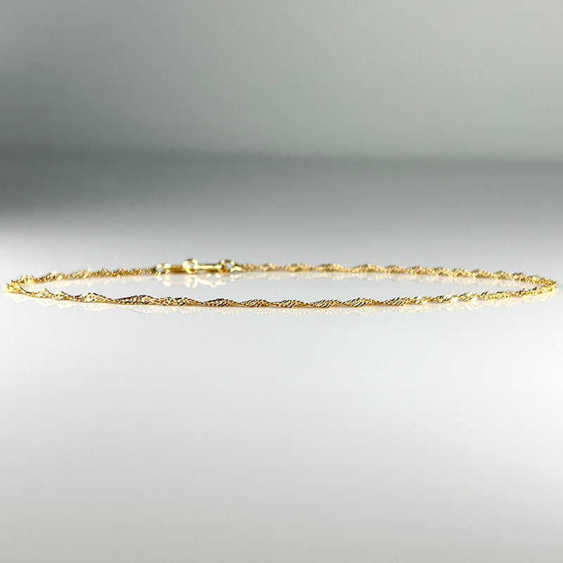 10K Yellow Gold 7” Singapore Chain Bracelet