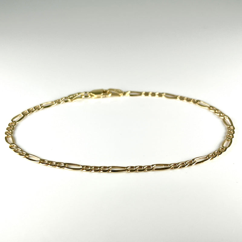 14K Yellow Gold 7” 2.5mm Figaro Bracelet