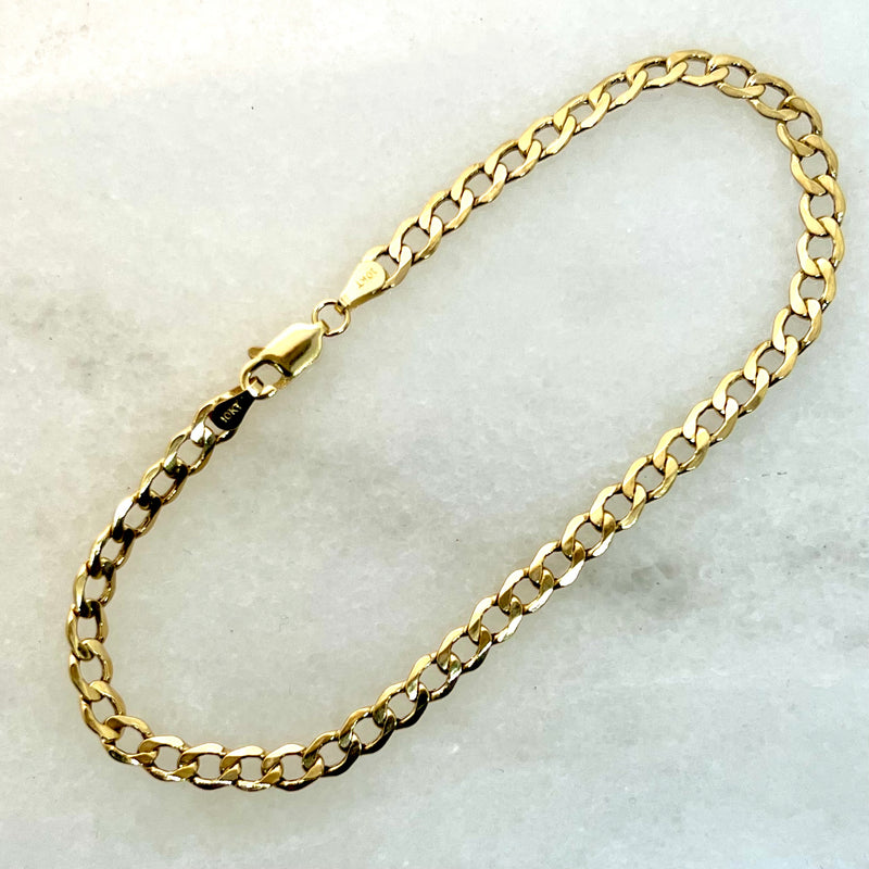 10K Yellow Gold 4.3mm Curb Link 8” Bracelet