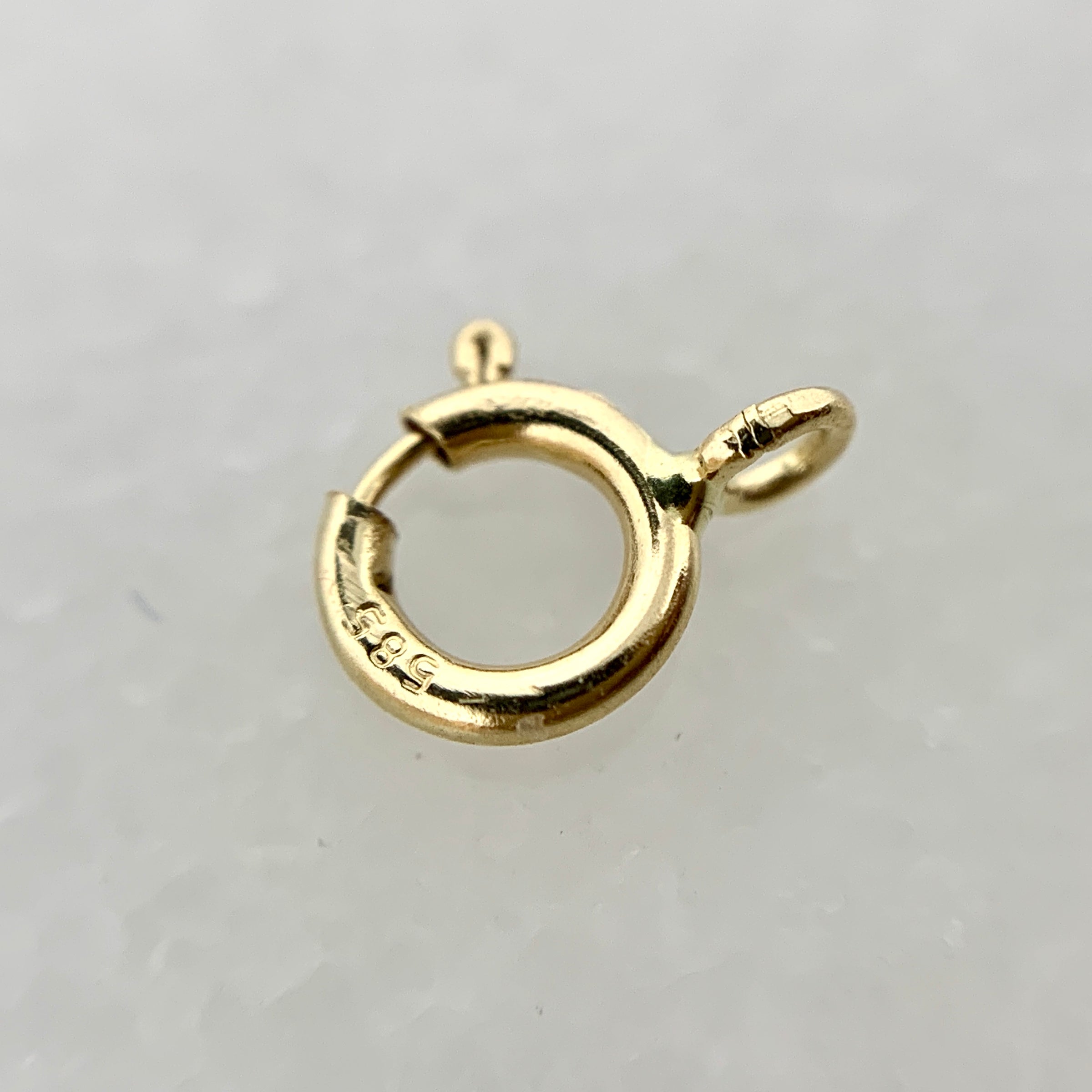 14K Gold Spring Ring Clasp with Open Ring For Necklace/Bracelet