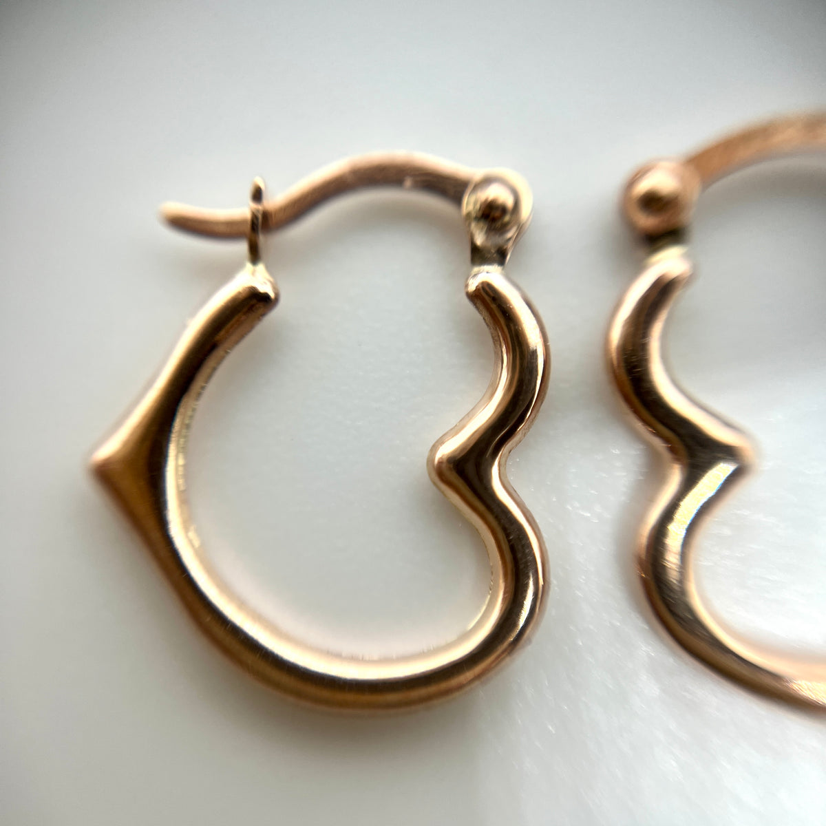 14K Rose Gold 5/8" Heart Hoop Earrings