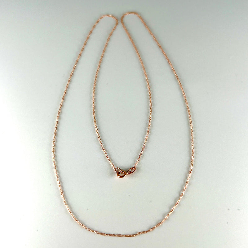 10K Rose Gold 18” Light Rope Chain Necklace
