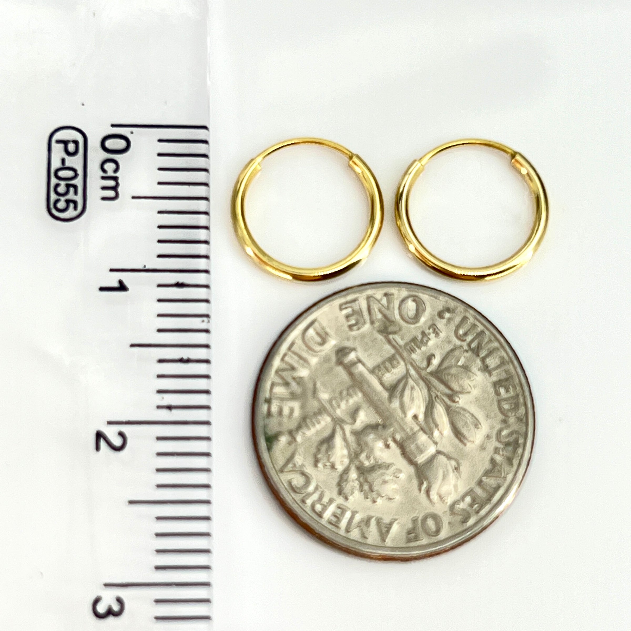 14K Yellow Gold 10mm Small Hoop Earrings