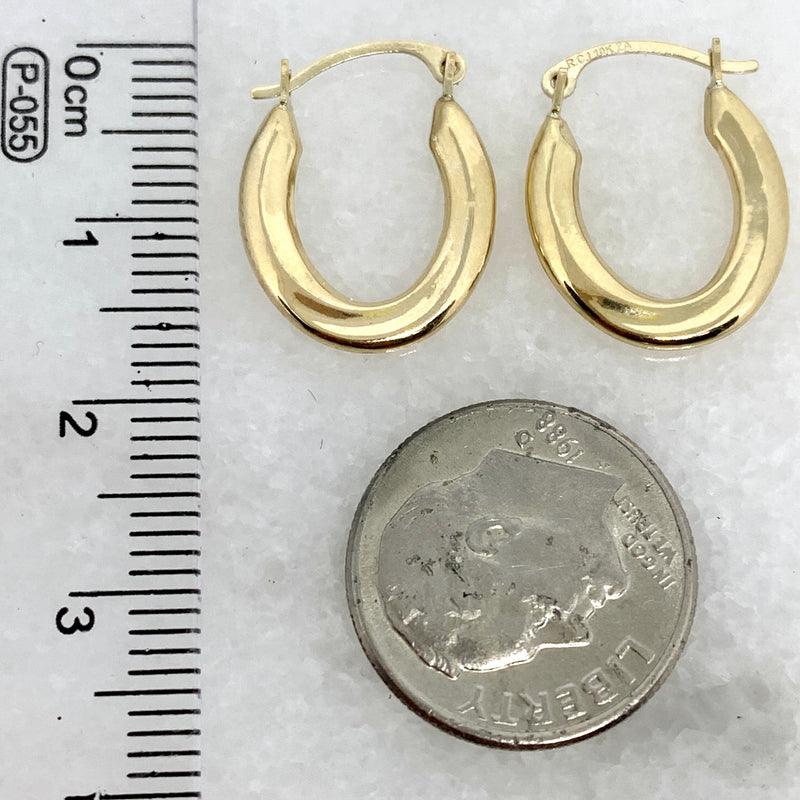 10K Yellow Gold Polished Oval Hoop Earrings