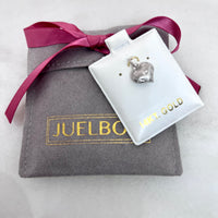 14K White Gold 5/8" Diamond Cut Puffed Heart Charm