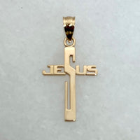 14K Yellow Gold 1" Jesus Cross Pendant
