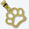 10K Yellow Gold 3/4” Dog or Cat Paw Pendant