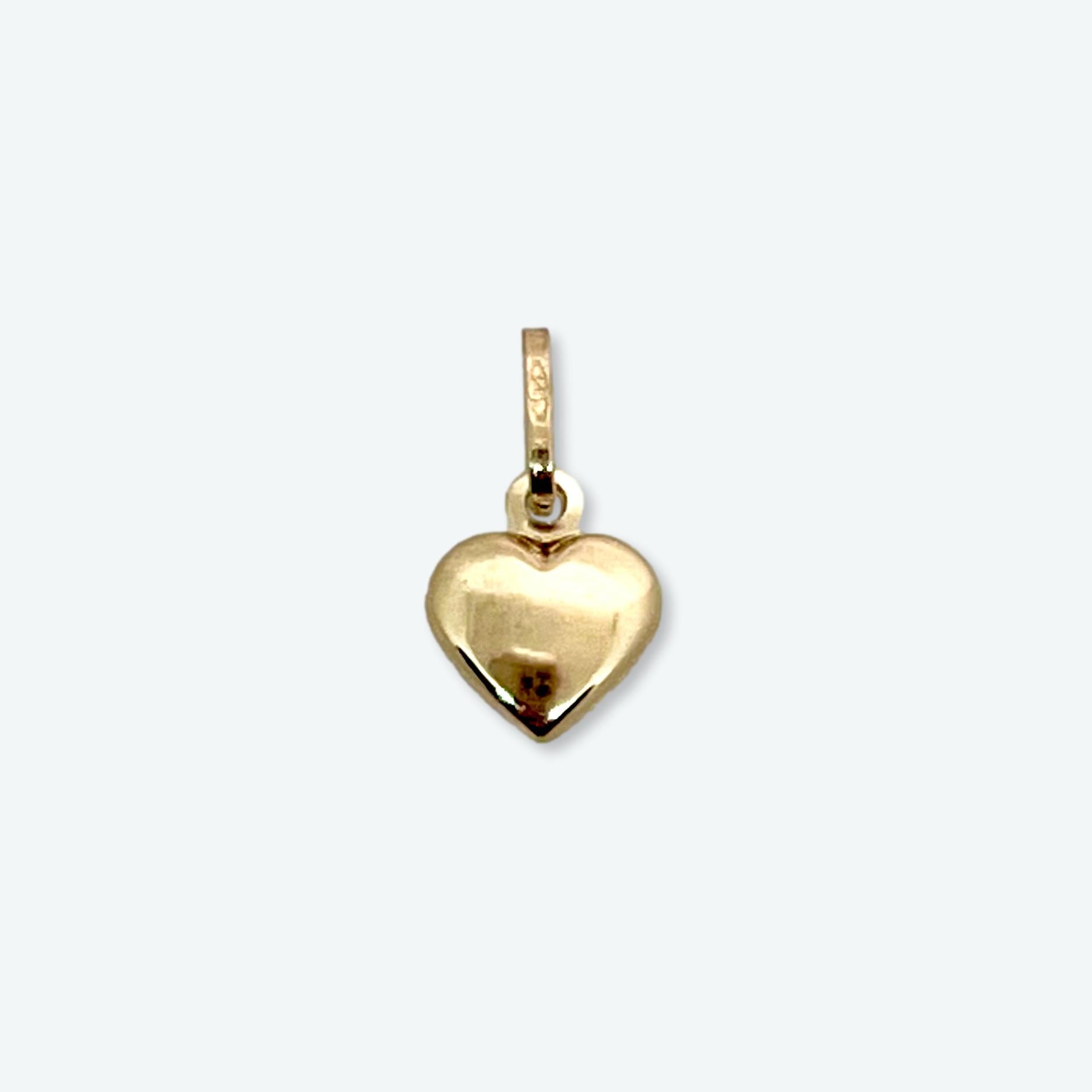 14K Yellow Gold 11mm Small Puffed Heart Charm