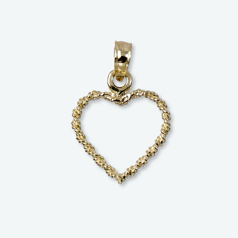 14K Yellow Gold 5/8" Rope Heart Pendant