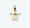 14K White and Yellow Gold 5/8" Turtle Pendant